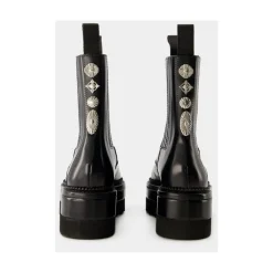 Schwarze Leder Chelsea Stiefel für Frauen
