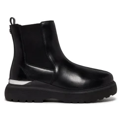 Schwarze Leder Chelsea Stiefel