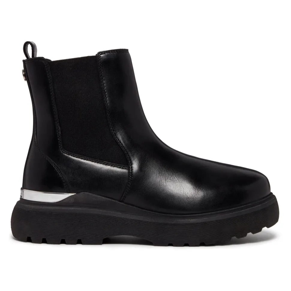 Schwarze Leder Chelsea Stiefel