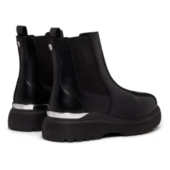 Schwarze Leder Chelsea Stiefel