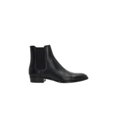 Schwarze Leder Chelsea Stiefel