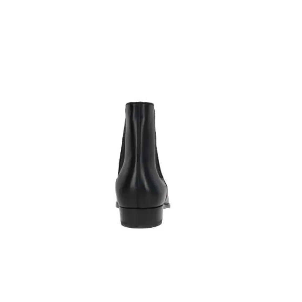 Schwarze Leder Chelsea Stiefel
