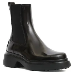 Schwarze Leder Chelsea Stiefeletten