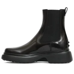 Schwarze Leder Chelsea Stiefeletten