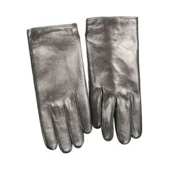 Schwarze Leder Gepolsterte Logo Handschuhe