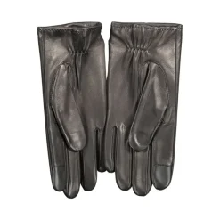 Schwarze Leder Gepolsterte Logo Handschuhe