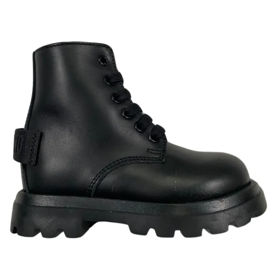 Schwarze Leder Kinder Stiefeletten