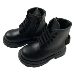 Schwarze Leder Kinder Stiefeletten