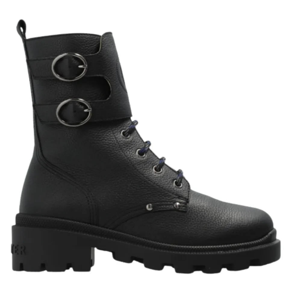 Schwarze Leder Kinder Stiefeletten