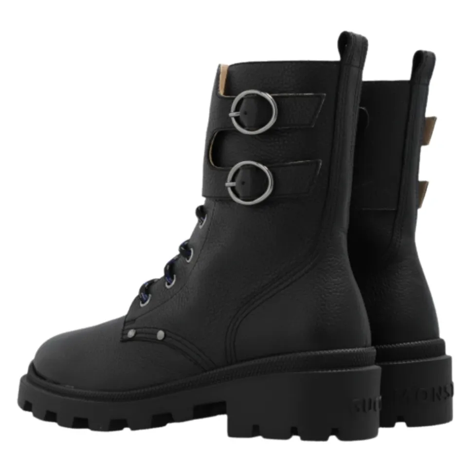 Schwarze Leder Kinder Stiefeletten