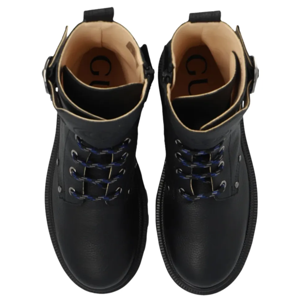 Schwarze Leder Kinder Stiefeletten