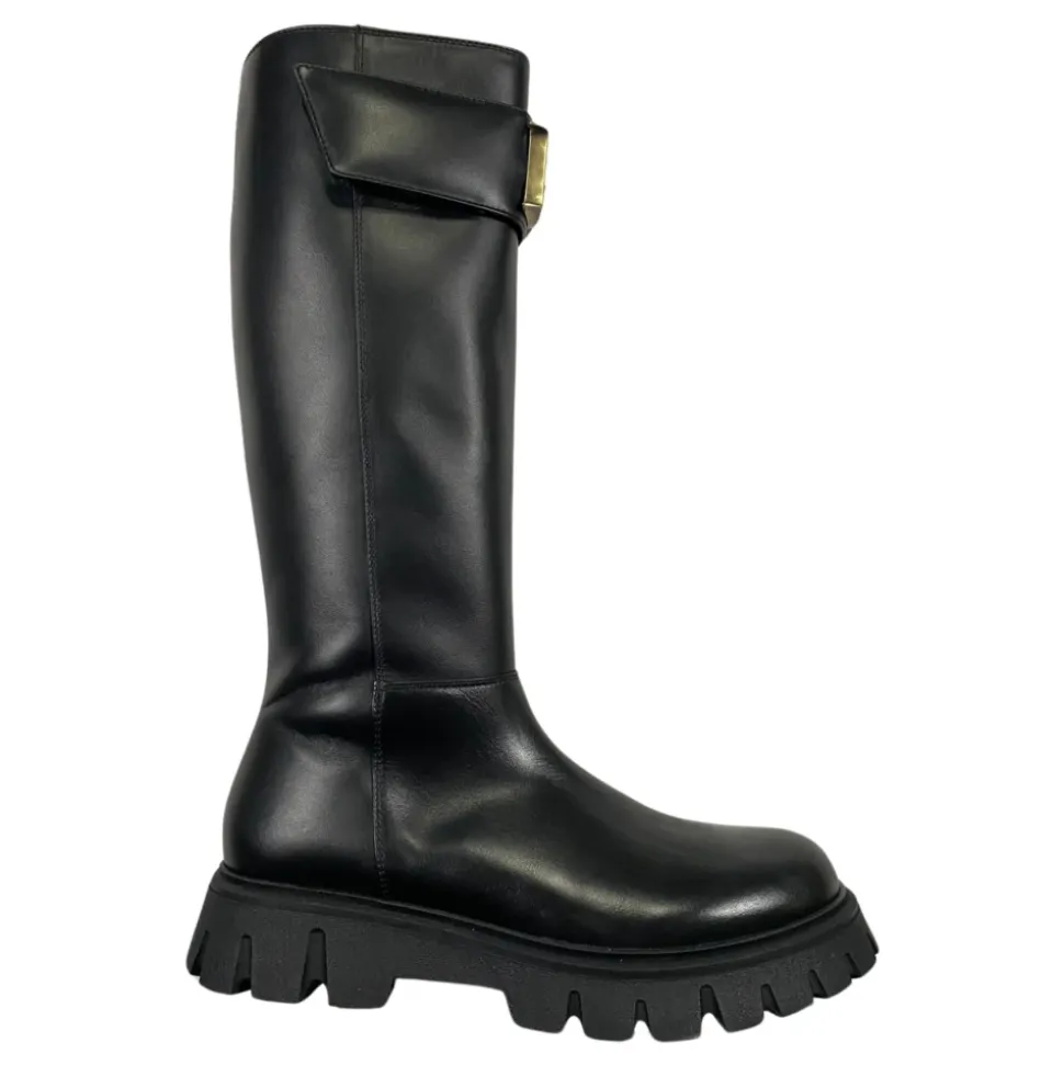 Schwarze Leder Kinderstiefel