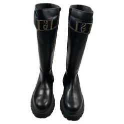 Schwarze Leder Kinderstiefel
