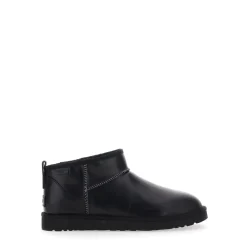 Schwarze Leder Klassische Ultramini Stiefel