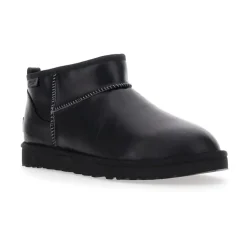 Schwarze Leder Klassische Ultramini Stiefel
