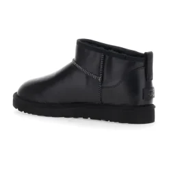 Schwarze Leder Klassische Ultramini Stiefel