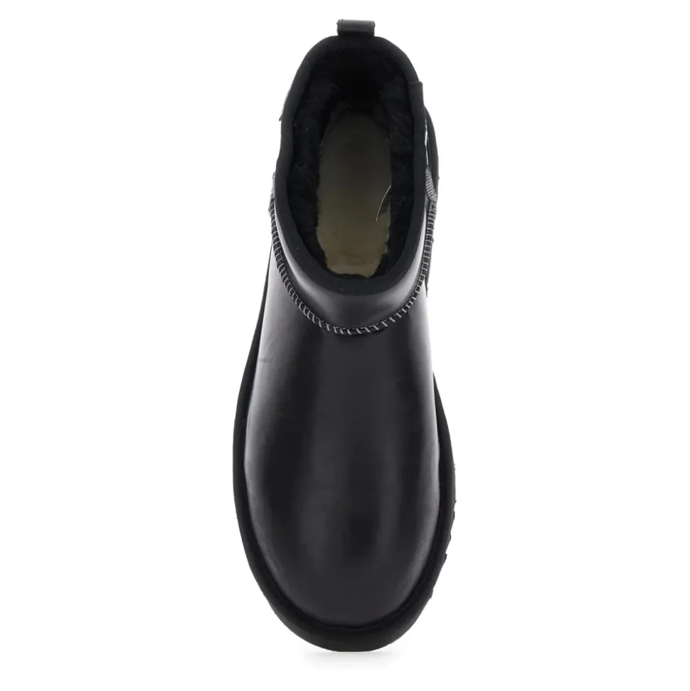 Schwarze Leder Klassische Ultramini Stiefel