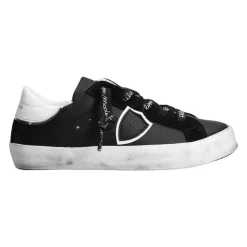 Schwarze Leder Low-Top Sneakers