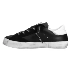 Schwarze Leder Low-Top Sneakers