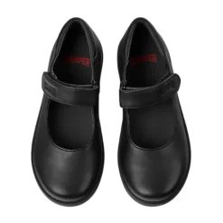 Schwarze Leder Mary Jane Ballerinas