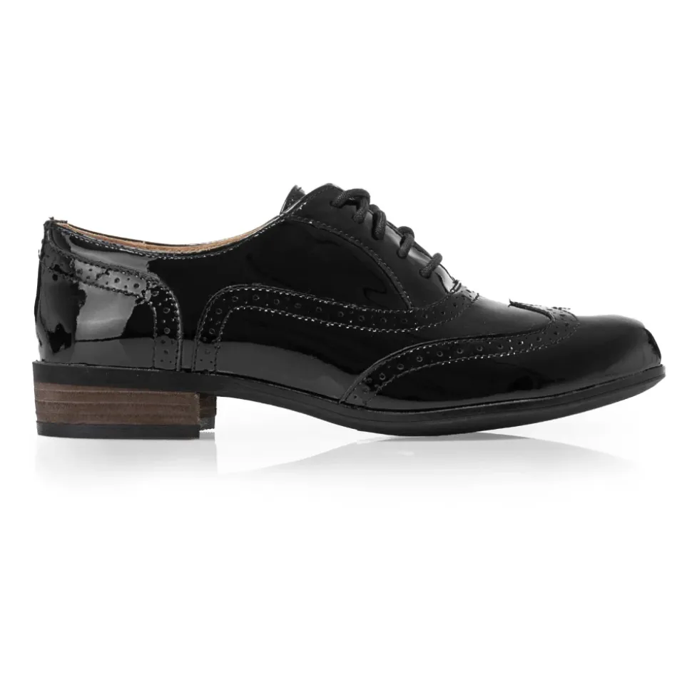 Schwarze Leder Schnürschuhe für Damen