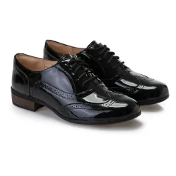Schwarze Leder Schnürschuhe für Damen