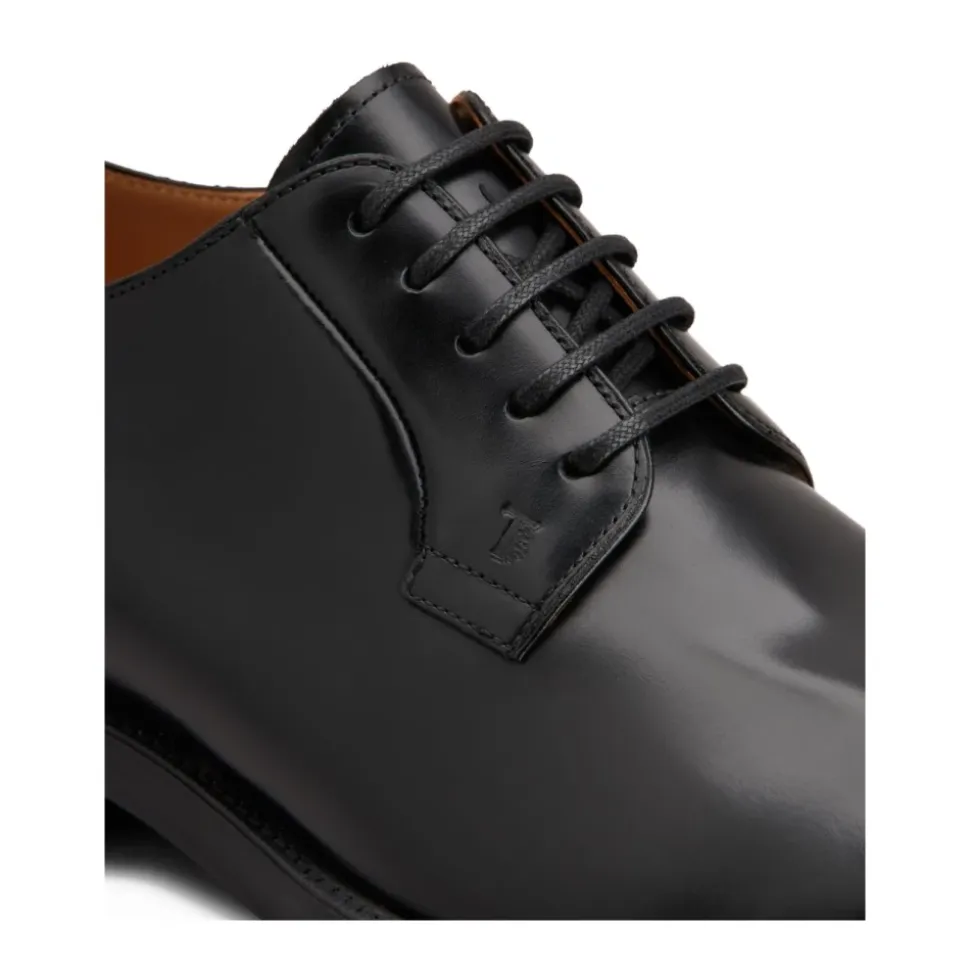 Schwarze Leder Schnürschuhe Stilvoll