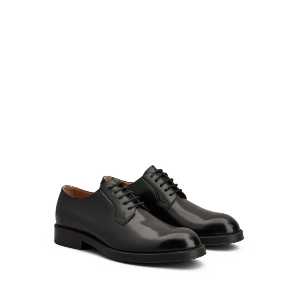 Schwarze Leder Schnürschuhe Stilvoll