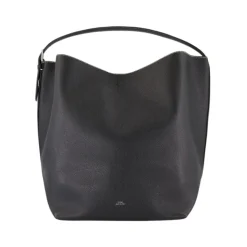 Schwarze Leder Shopper Tasche - Doppelter Tragekomfort
