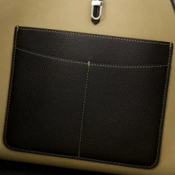 Schwarze Leder Shopper Tasche - Doppelter Tragekomfort