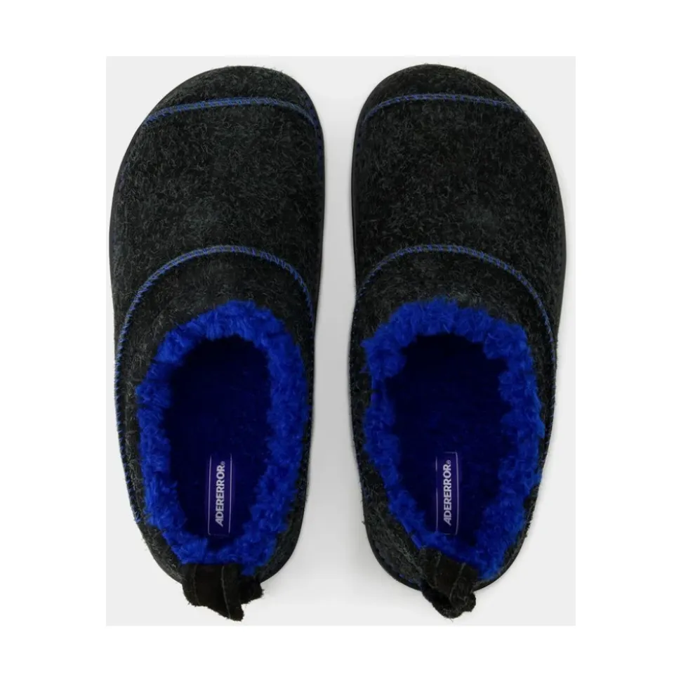 Schwarze Leder Slip-On Slides