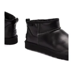 Schwarze Leder Slip-On Stiefel