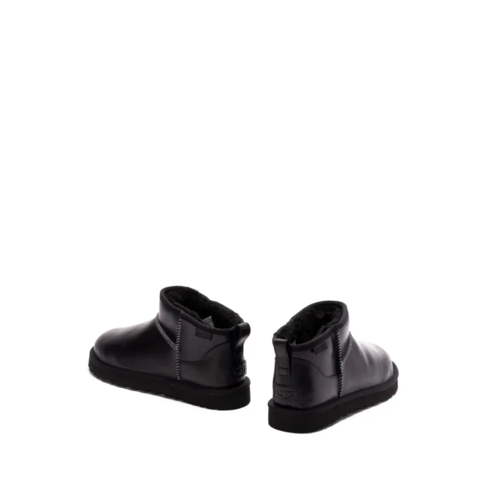 Schwarze Leder Slip-On Stiefel