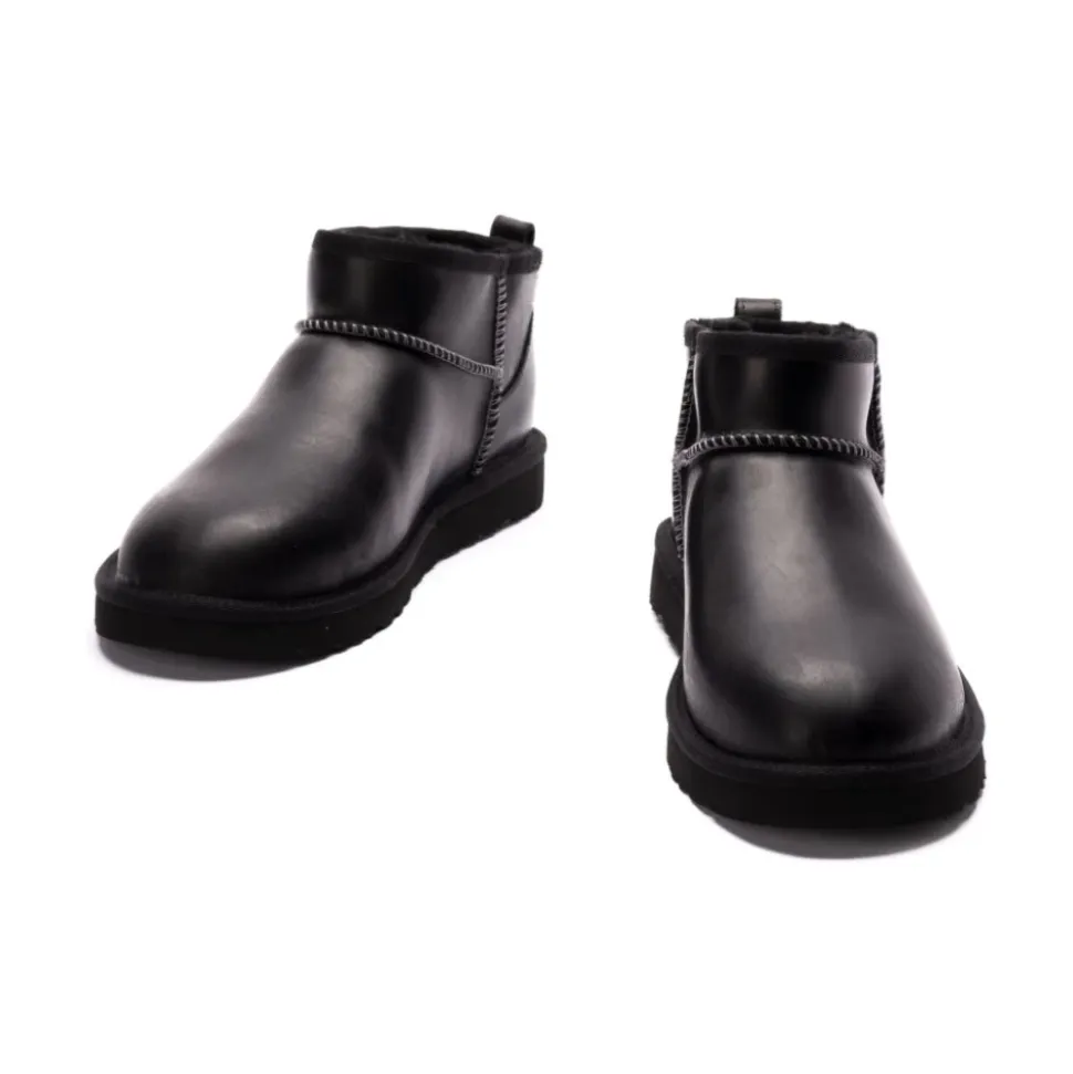 Schwarze Leder Slip-On Stiefel
