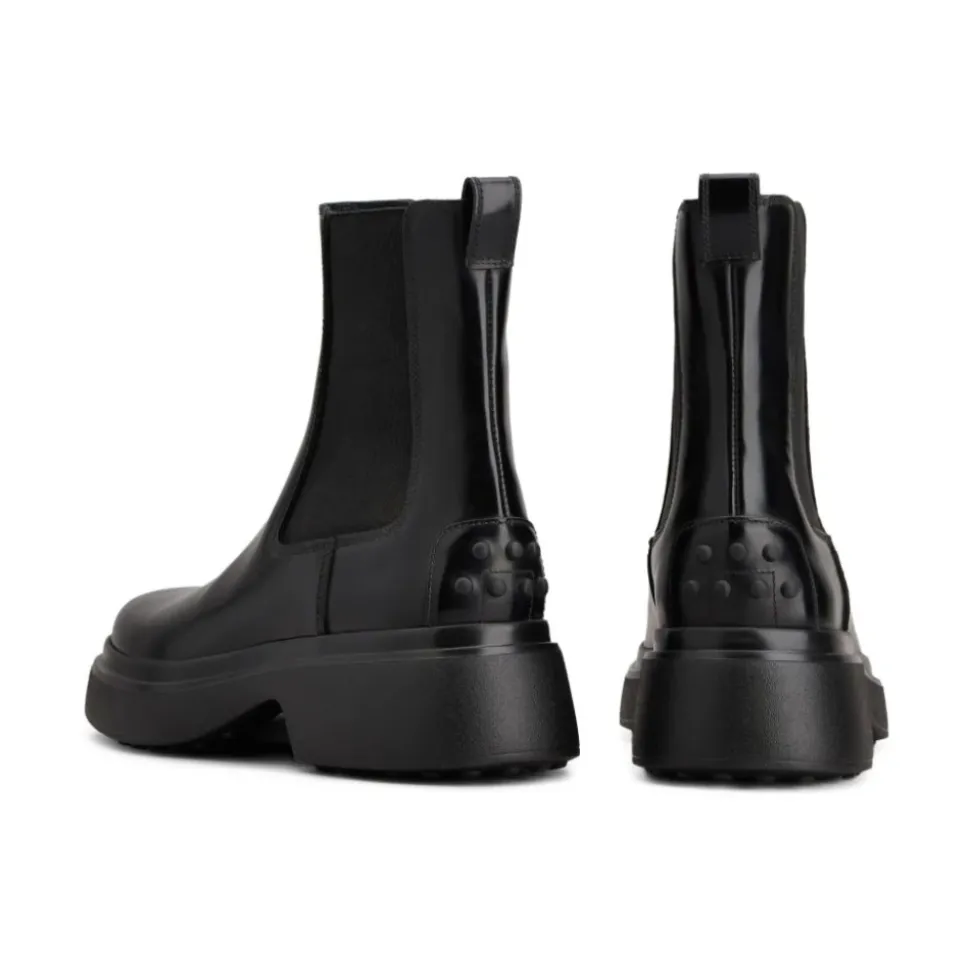 Schwarze Leder Stiefeletten Stilvoll