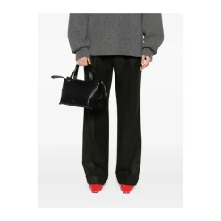 Schwarze Leder Top-Handle-Tasche