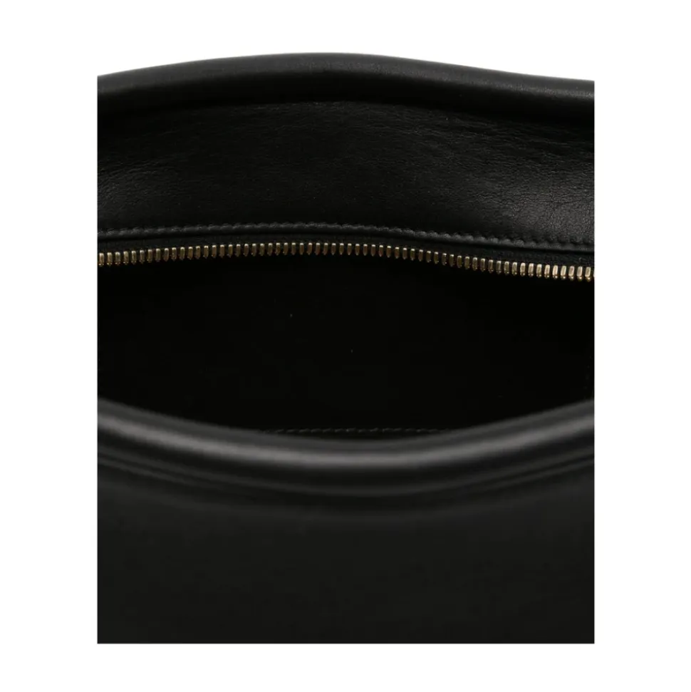 Schwarze Leder Top-Handle-Tasche