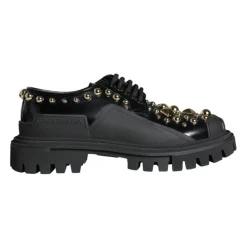 Schwarze Leder Trekking Derby Schuhe