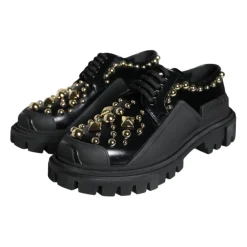 Schwarze Leder Trekking Derby Schuhe