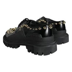 Schwarze Leder Trekking Derby Schuhe