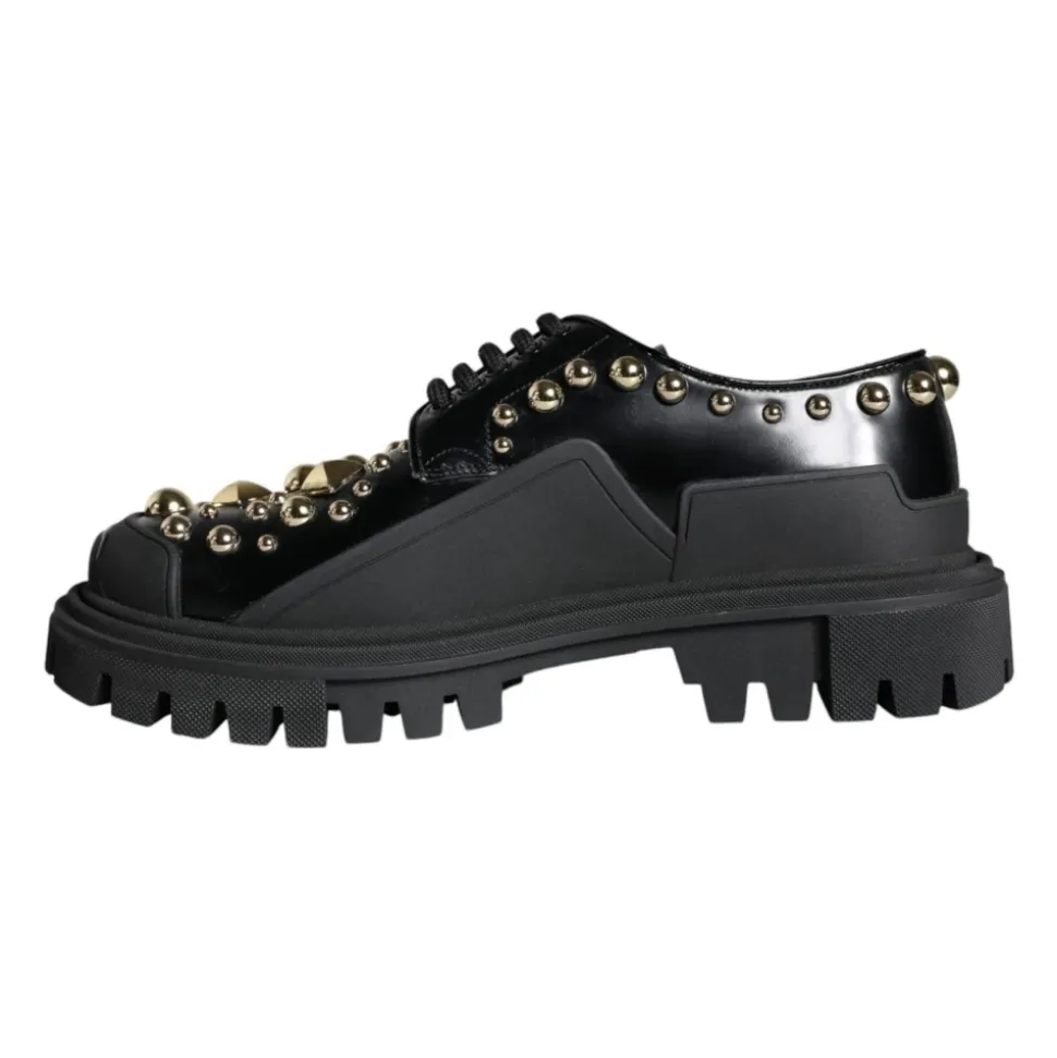 Schwarze Leder Trekking Derby Schuhe