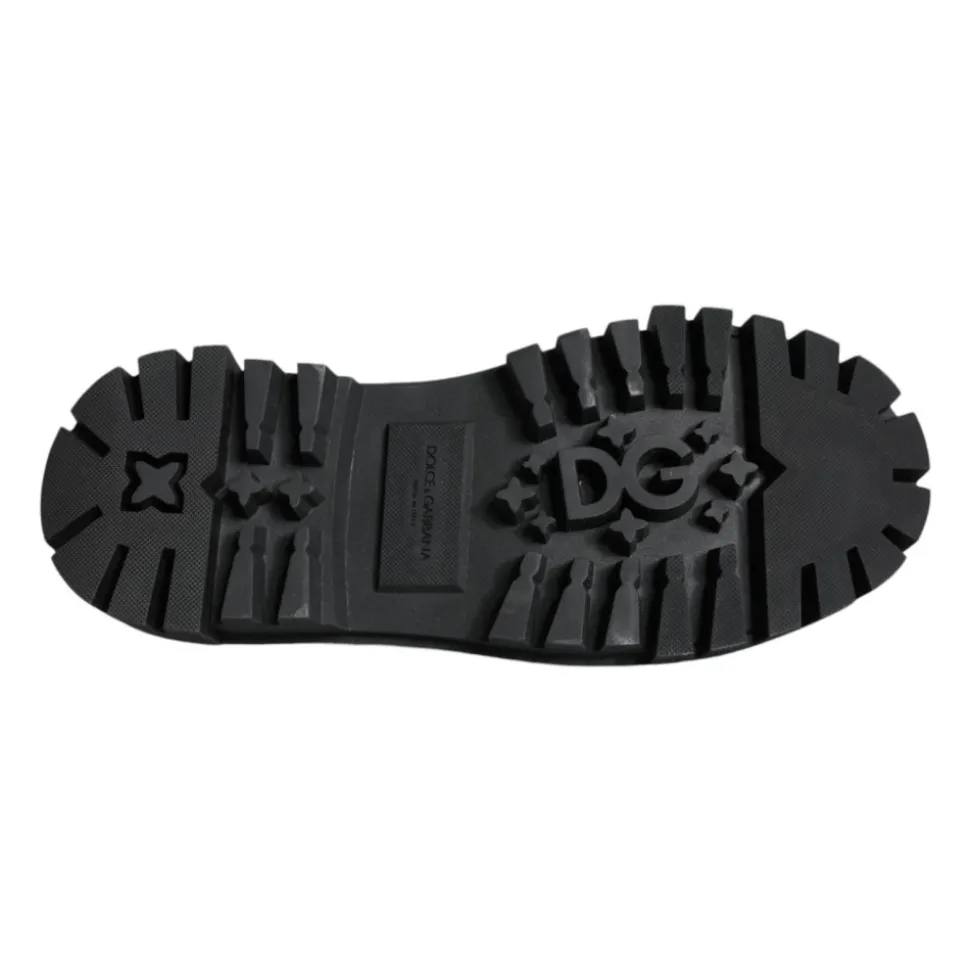 Schwarze Leder Trekking Derby Schuhe