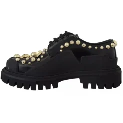 Schwarze Leder Trekking Derby Schuhe