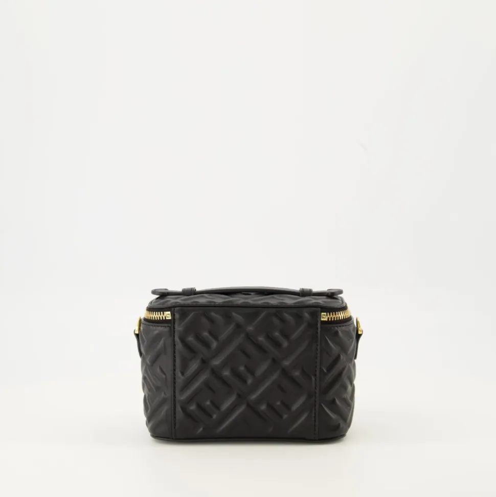 Schwarze Leder Vanity Tasche