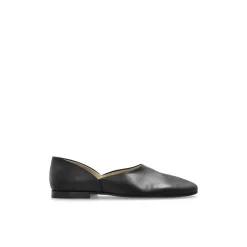 Schwarze Leder-Ballerinas