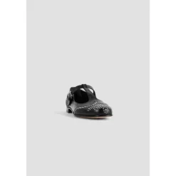 Schwarze Lederballerinas mit Nieten