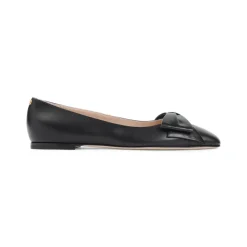 Schwarze Lederballerinas für Frauen