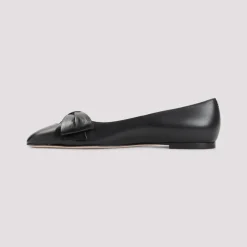 Schwarze Lederballerinas für Frauen