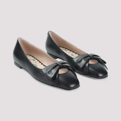 Schwarze Lederballerinas für Frauen