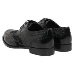Schwarze Lederblumen Spitzenkleidschuhe